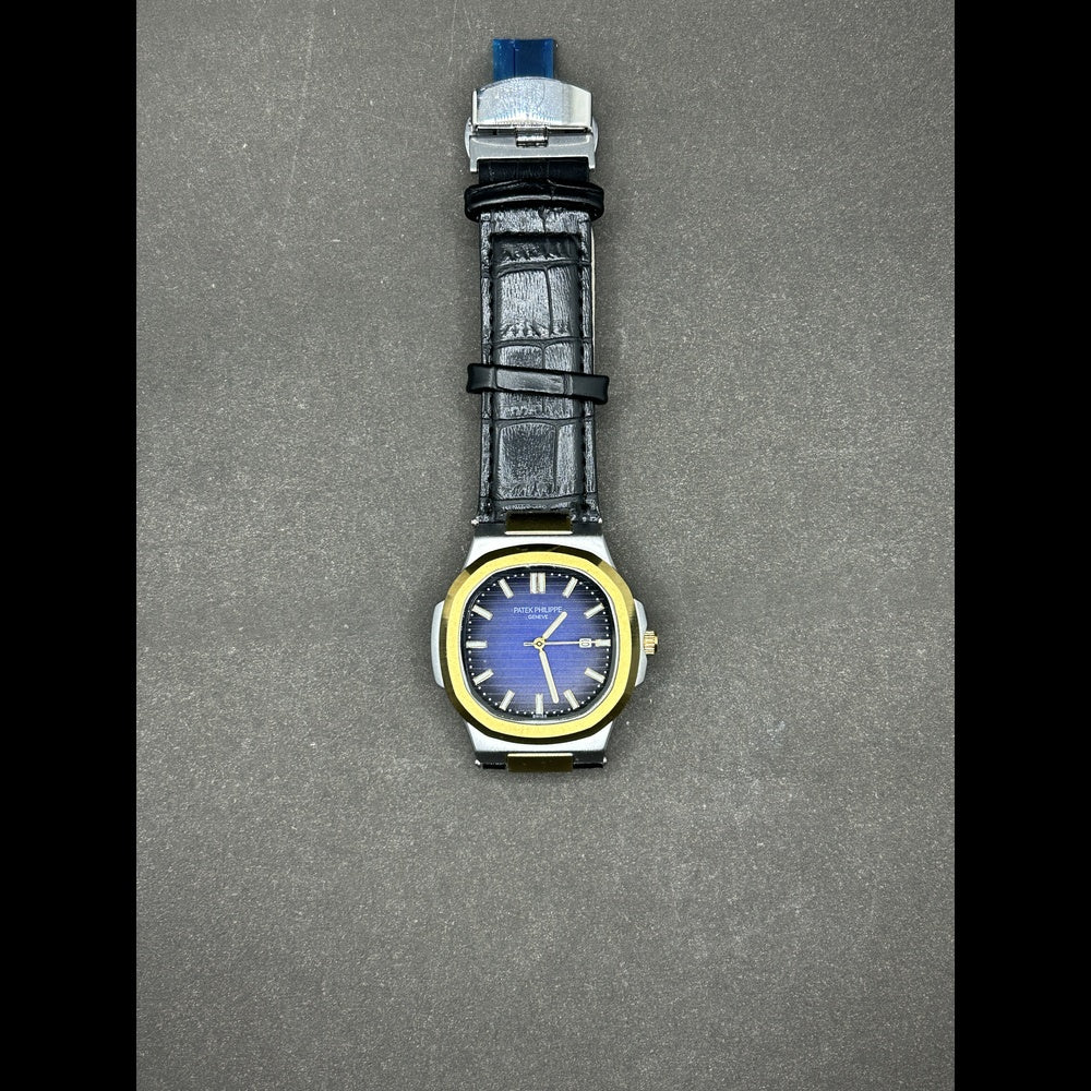 Patek Philippe Leather Strap Wih Blue Dial