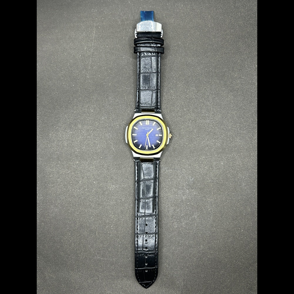 Patek Philippe Leather Strap Wih Blue Dial