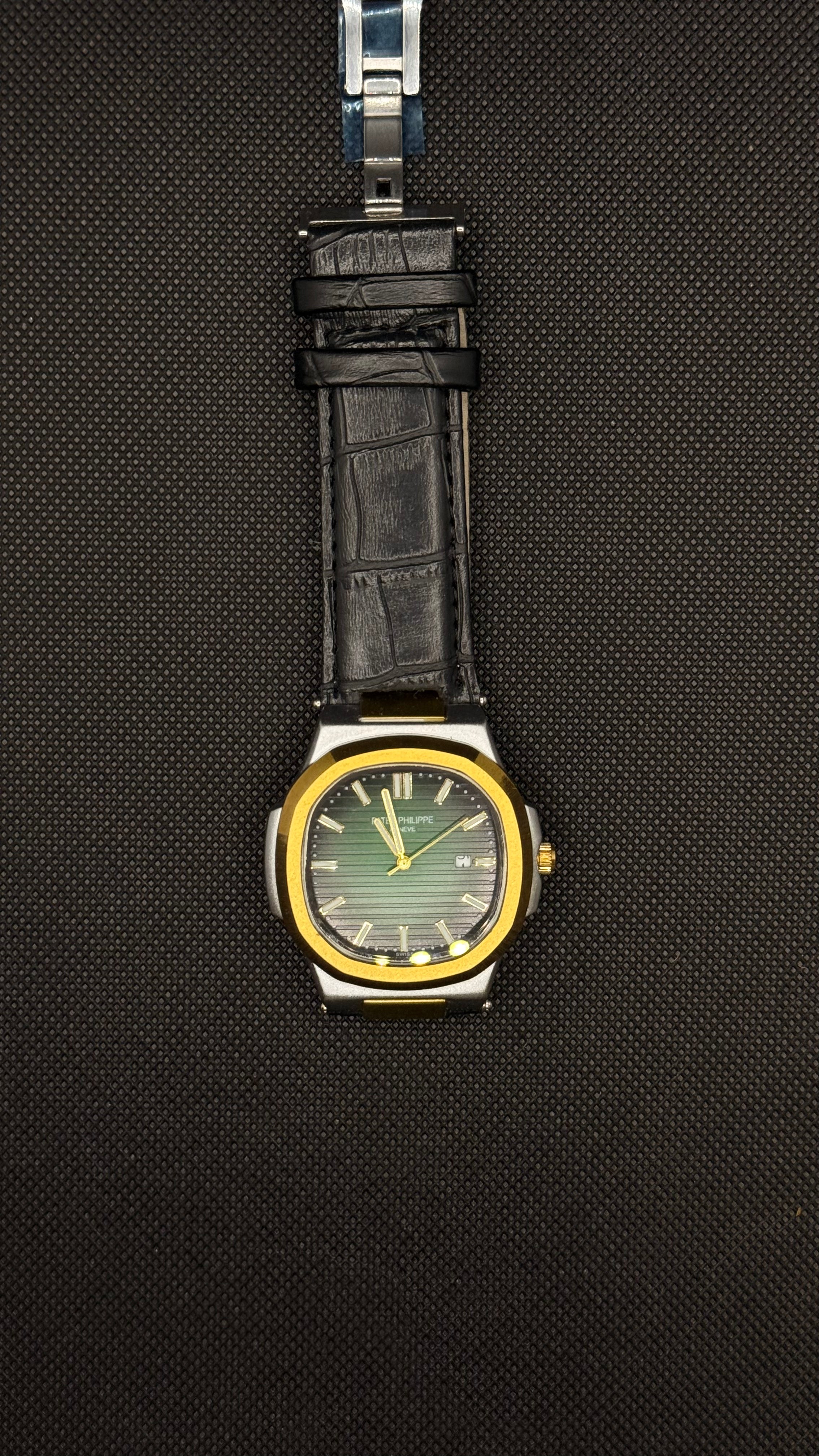 Patek Philippe Leather Strap With Green Dial