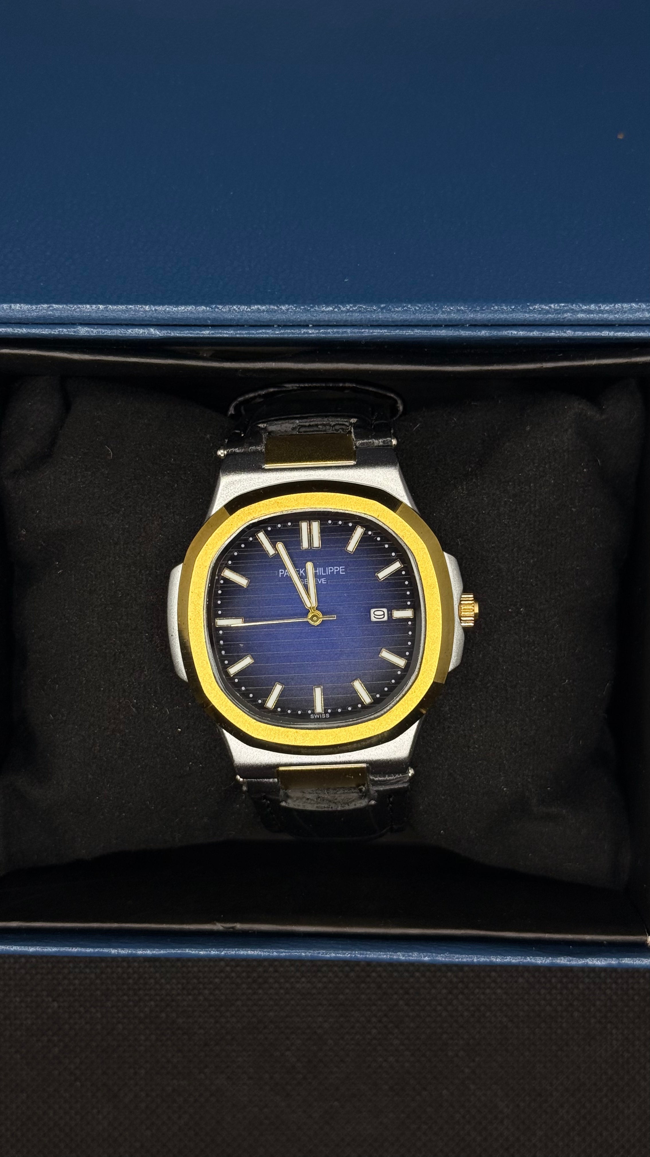 Patek Philippe Leather Strap Wih Blue Dial