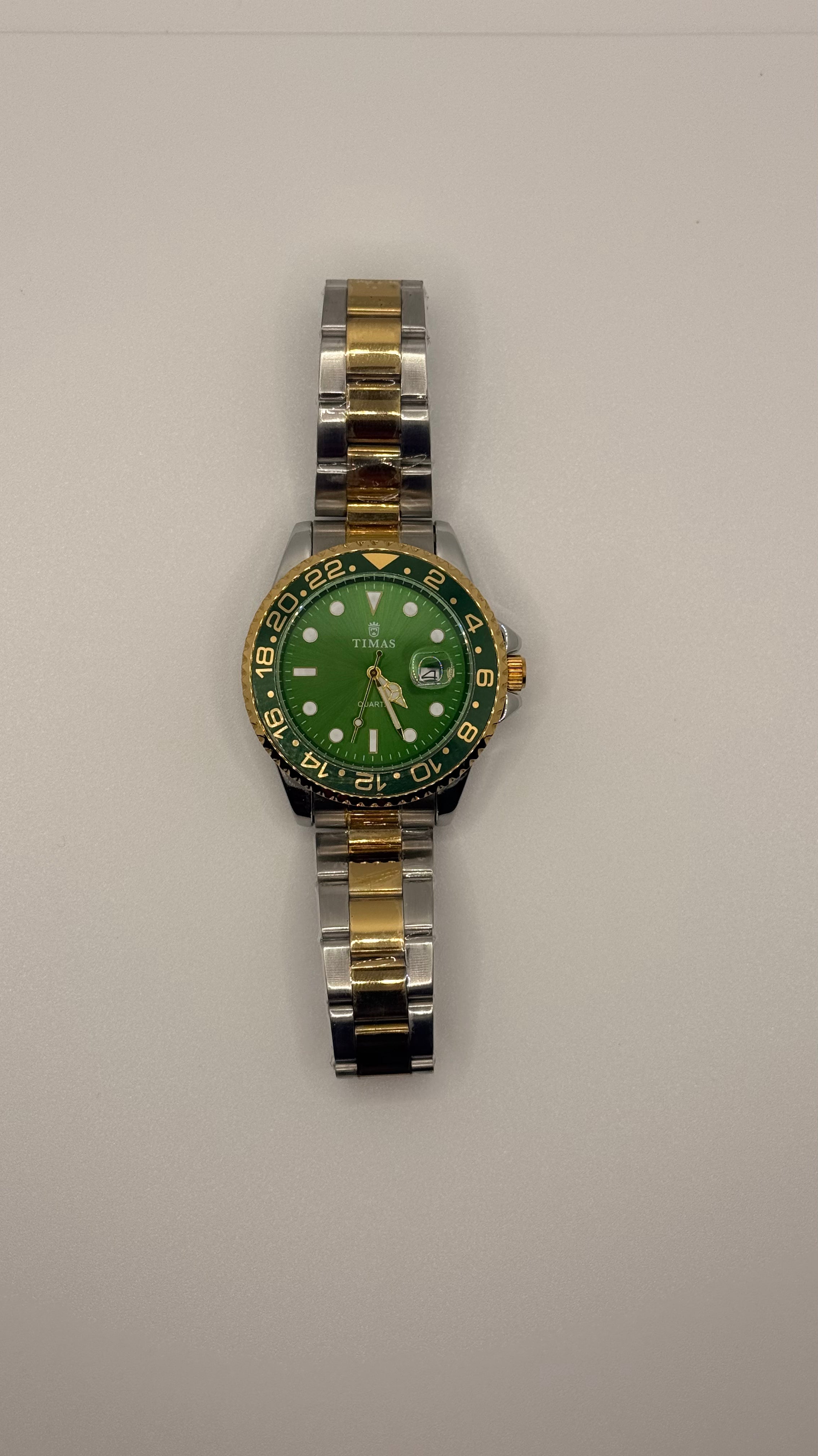 Timas Two-Tone  Green Dial With Rotating Bezel