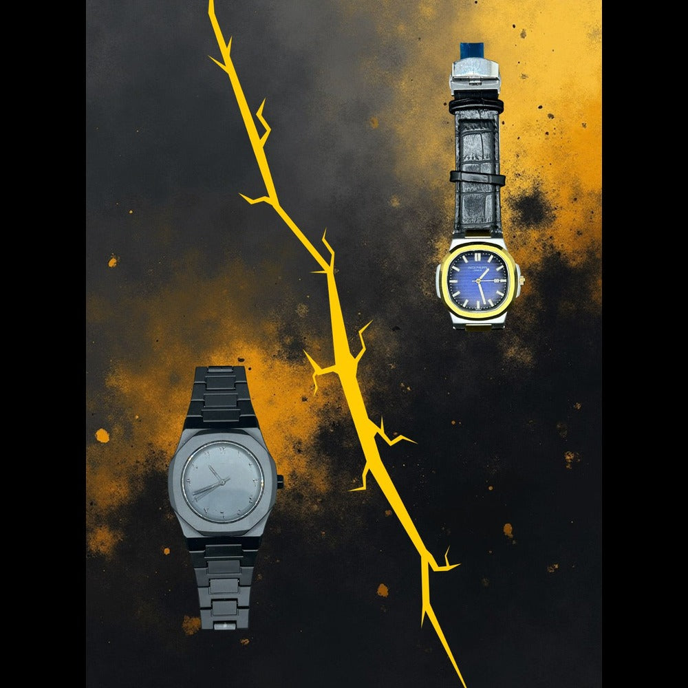 Blue Dial With Black Arabic Aura Fiber