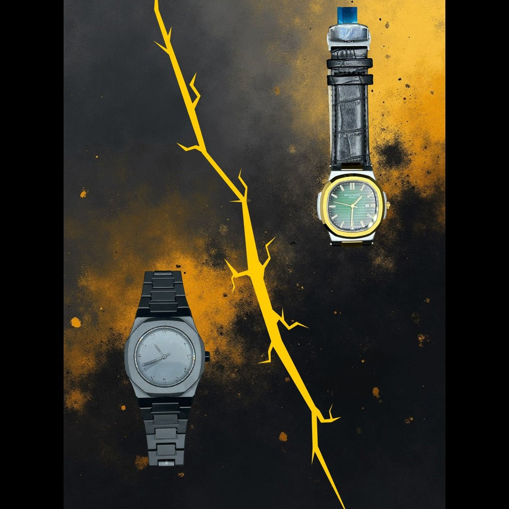 Green Dial With Black Arabic Aura Fiber