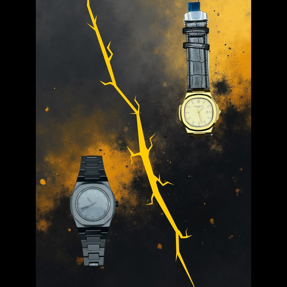 Golden Dial With Black Arabic Aura Fiber